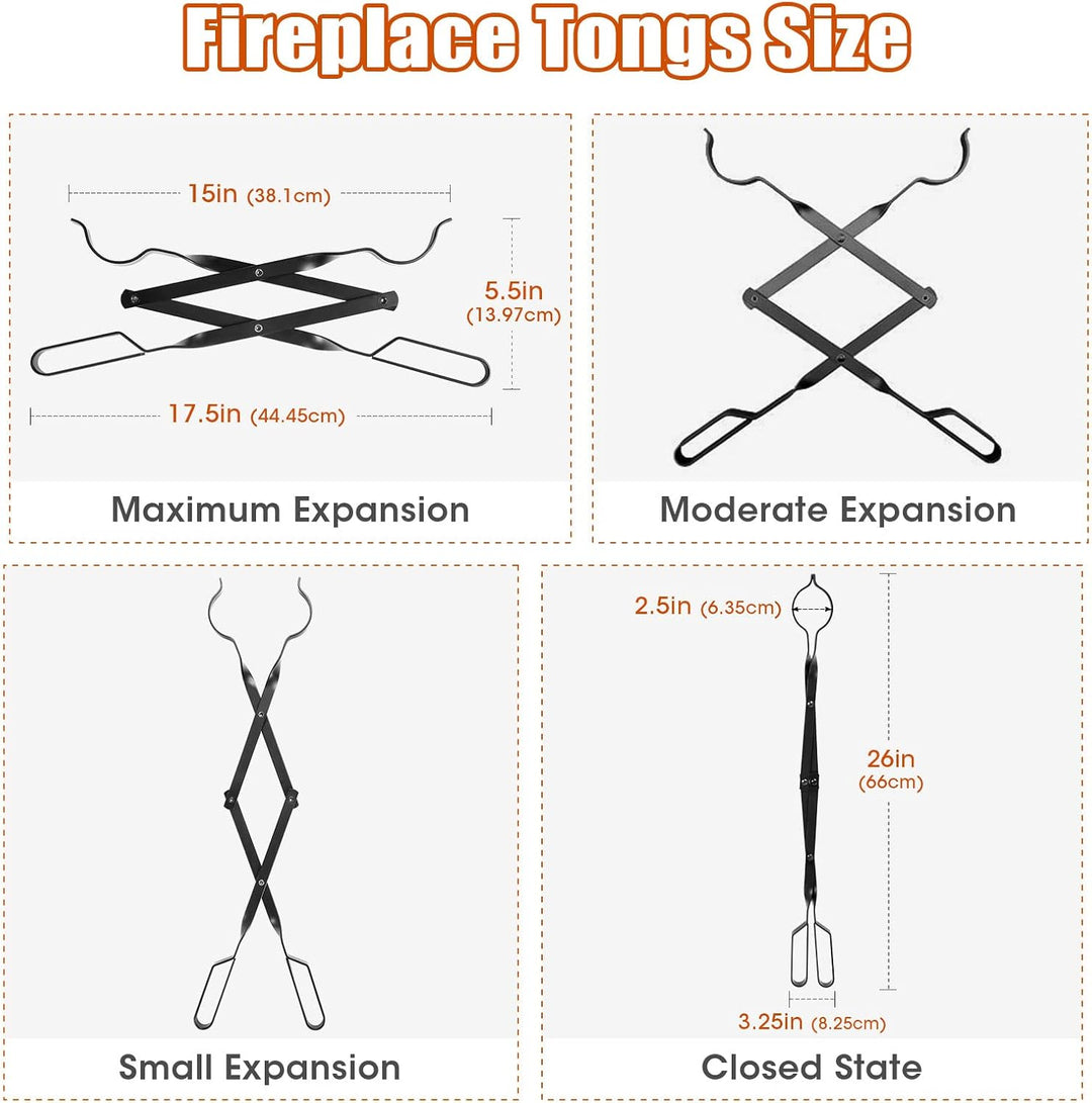 Long Fireplace Tools Campfire Accessories Tongs and Log Grabber