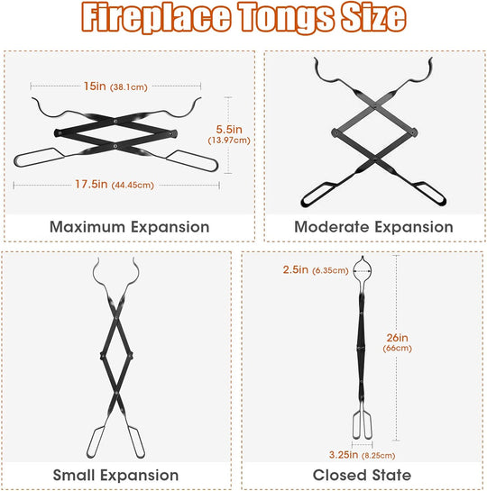 Long Fireplace Tools Campfire Accessories Tongs and Log Grabber