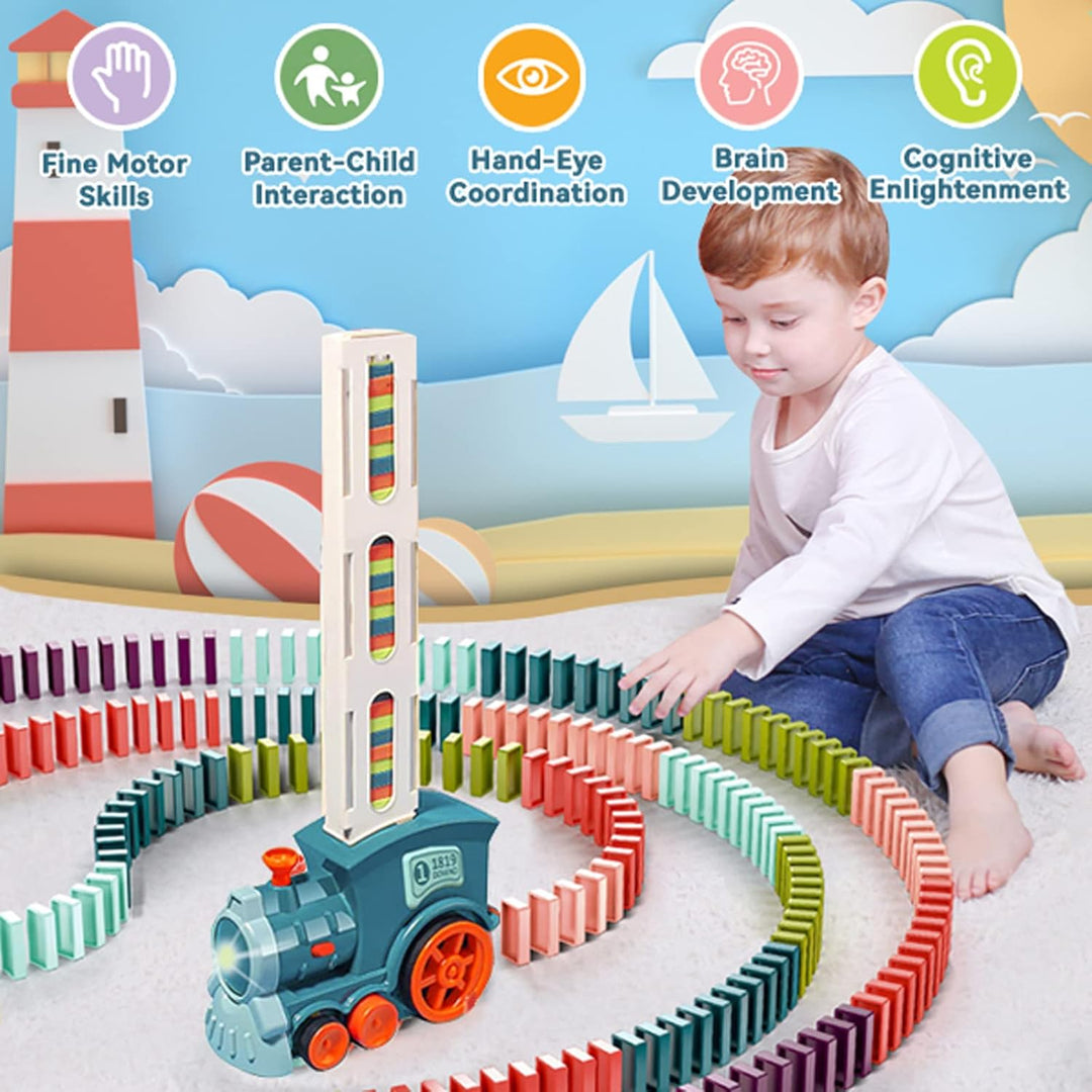 Domino Train Set for Kids Automatic Building and Stacking Toys (MOQ 10 Pcs)