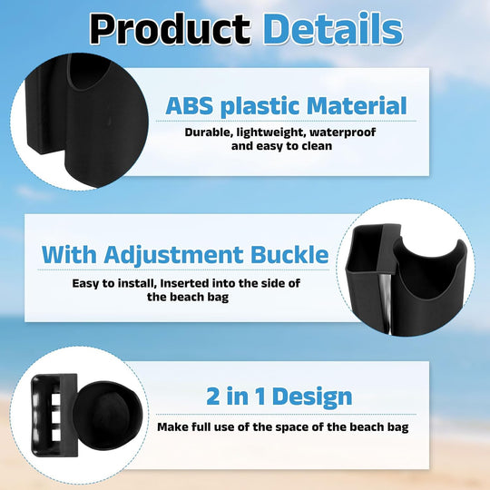 Beach Tote Organizer 2-in-1 — Cup, Water Bottle & Phone Holder Accessory for Sand-Free Storage (MOQ 10 Sets)