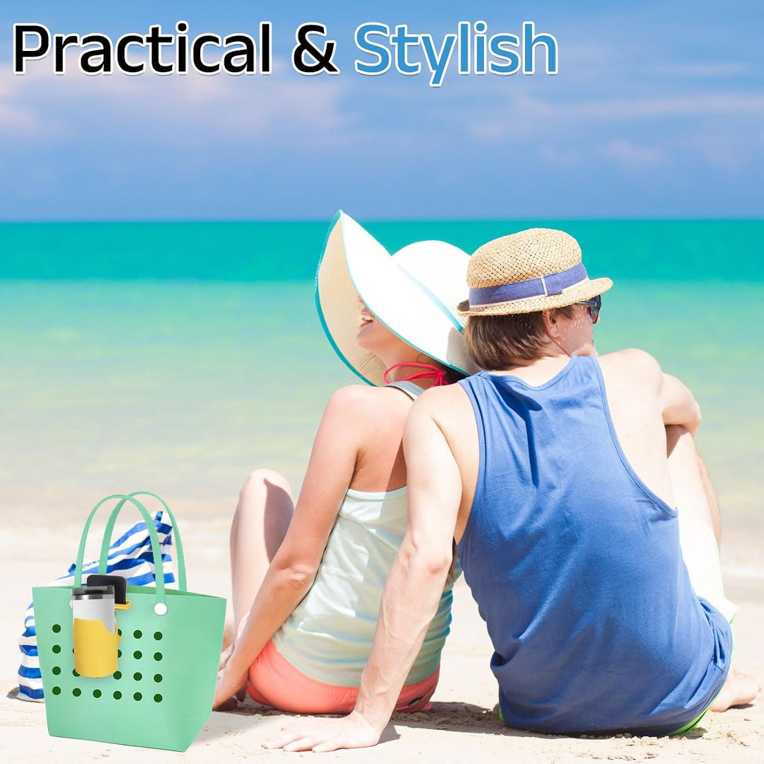 Beach Tote Organizer 2-in-1 — Cup, Water Bottle & Phone Holder Accessory for Sand-Free Storage (MOQ 10 Sets)