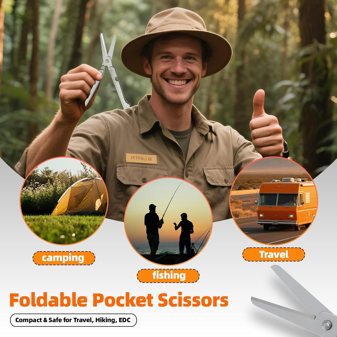 EDC scissors multitool suitable for camping survival and outdoor use foldable scissors with measuring ruler (MOQ 10 Sets)