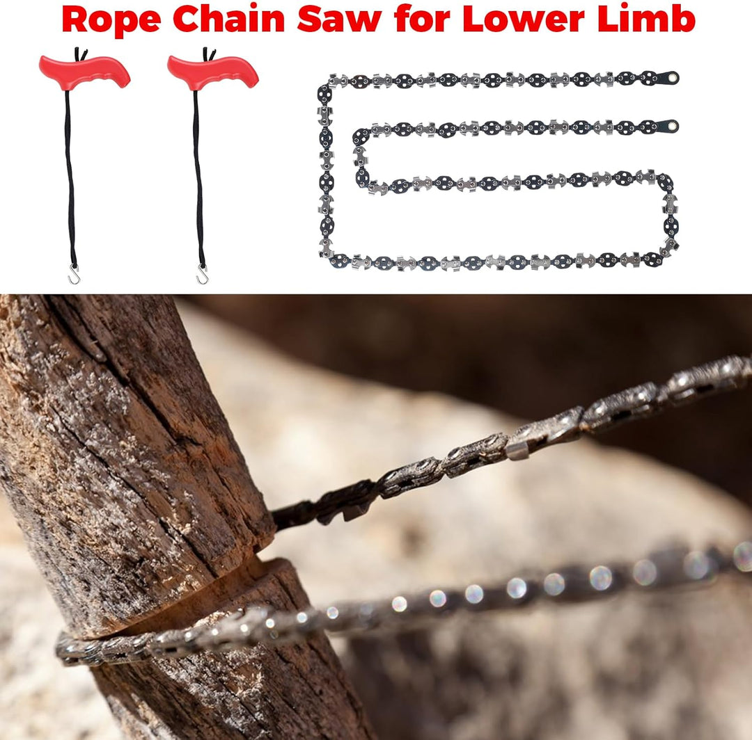 High Limb Hand Rope Saw Chain Saw, Folding Pocket Chainsaw for Wood-Cutting, Camping and Field Survival Gear
