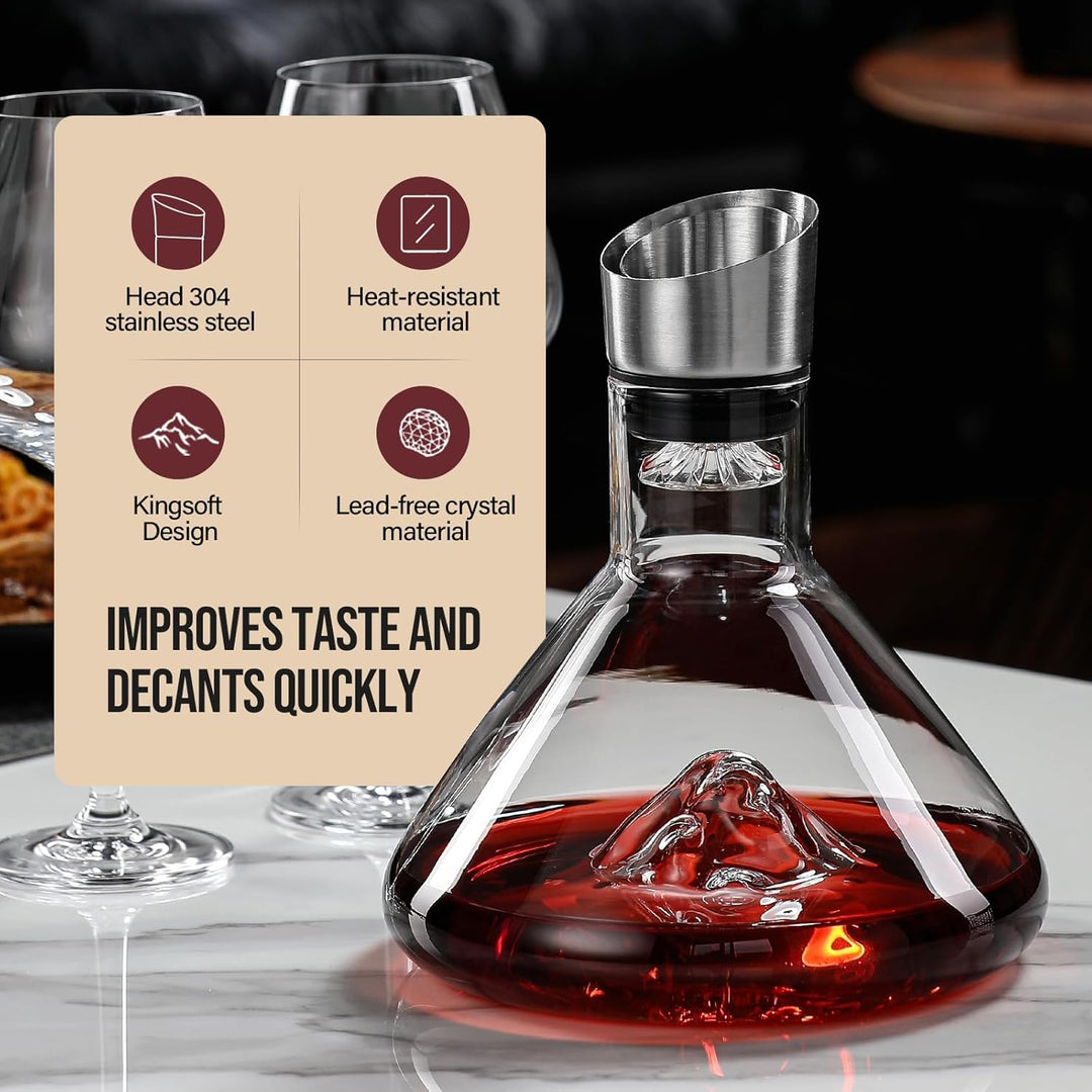 Iceberg Wine Decanter,Red Wine Carafe with Built-in-Aerator (MOQ 10 Sets)