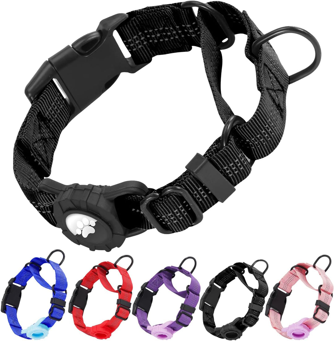Dog Collar with AirTag Holder, Reflective Nylon, Quick Release Buckle (MOQ 10 Sets)