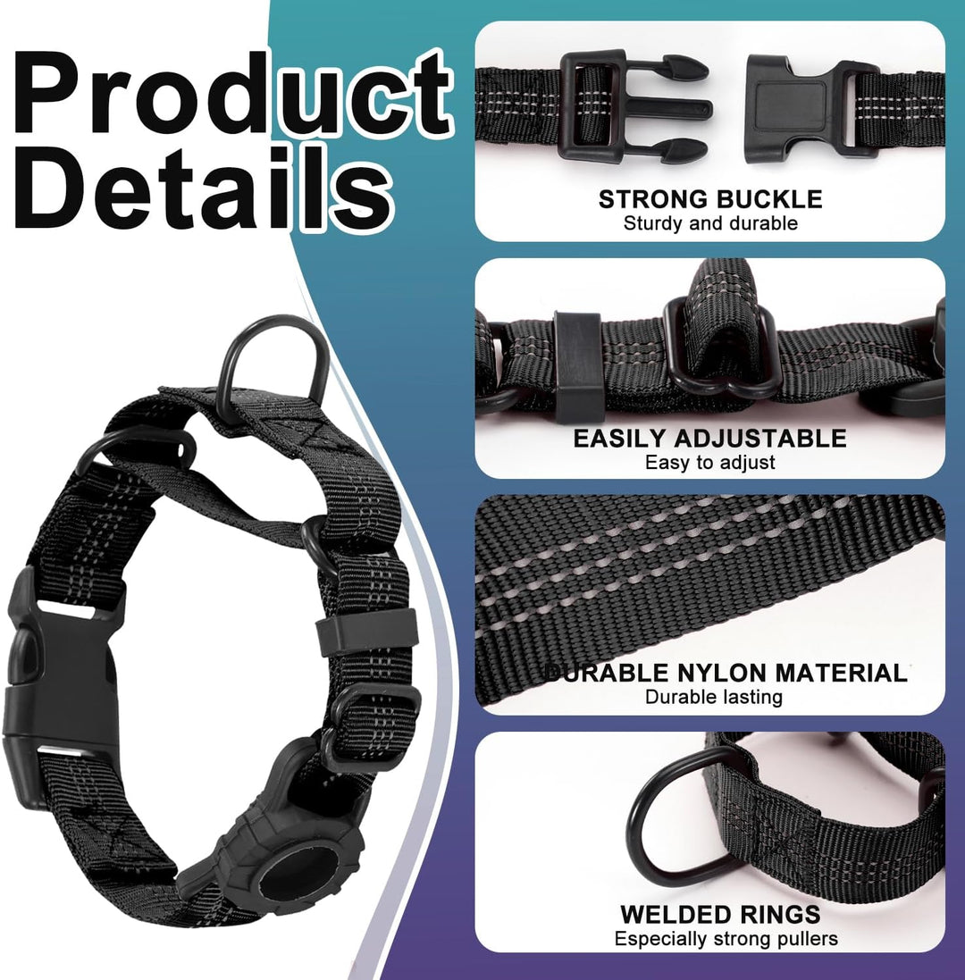 Dog Collar with AirTag Holder, Reflective Nylon, Quick Release Buckle (MOQ 10 Sets)