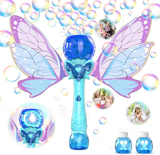 Butterfly Magic Wand with Wings Colorful Light Effect Automatic Bubble Stick