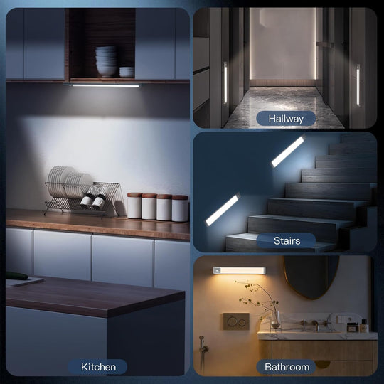 Motion Sensor Under Cabinet Light 2 Pack, Rechargeable Closet