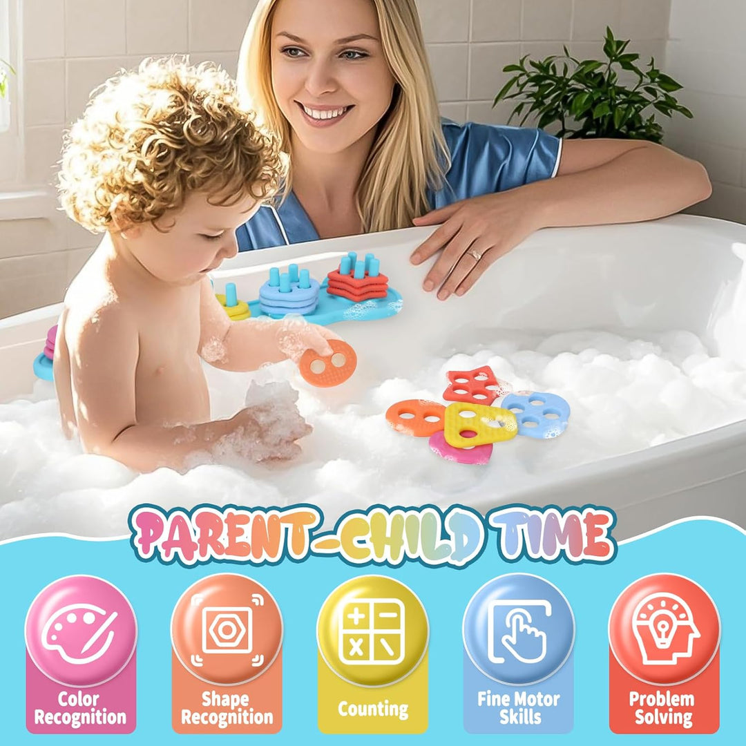 Children's Water Stacking Bath Toy Set with 20 Textured Floating Pieces (MOQ 10 Kits)