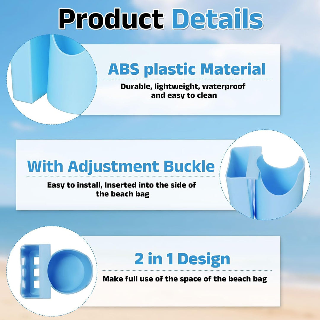 Beach Tote Organizer 2-in-1 — Cup, Water Bottle & Phone Holder Accessory for Sand-Free Storage (MOQ 10 Sets)