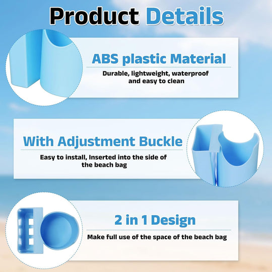 Beach Tote Organizer 2-in-1 — Cup, Water Bottle & Phone Holder Accessory for Sand-Free Storage (MOQ 10 Sets)