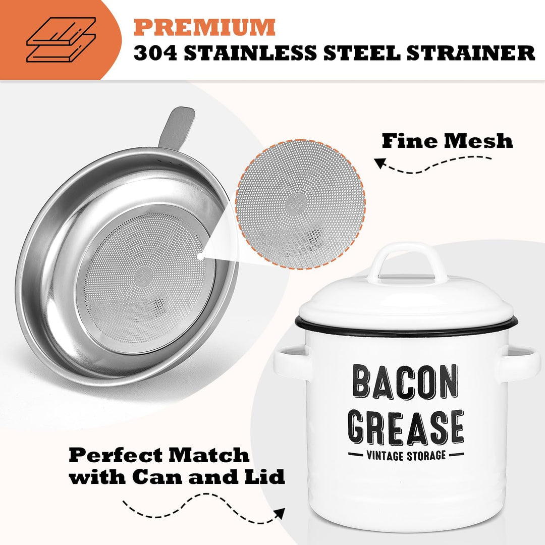 Bacon Grease Container with Strainer Kitchen Oil Storage Can (MOQ 10 Sets)