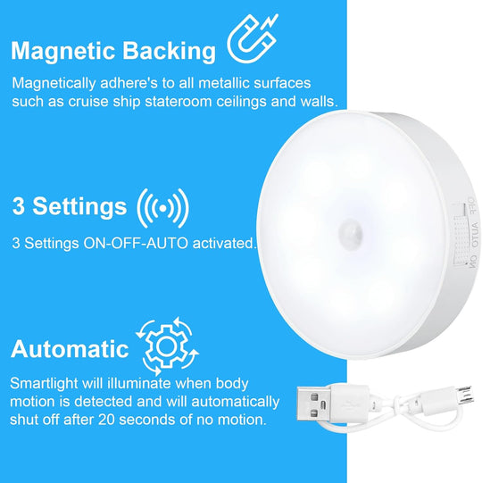 Round Led Human Body Induction Smart Light Magnetic Suction