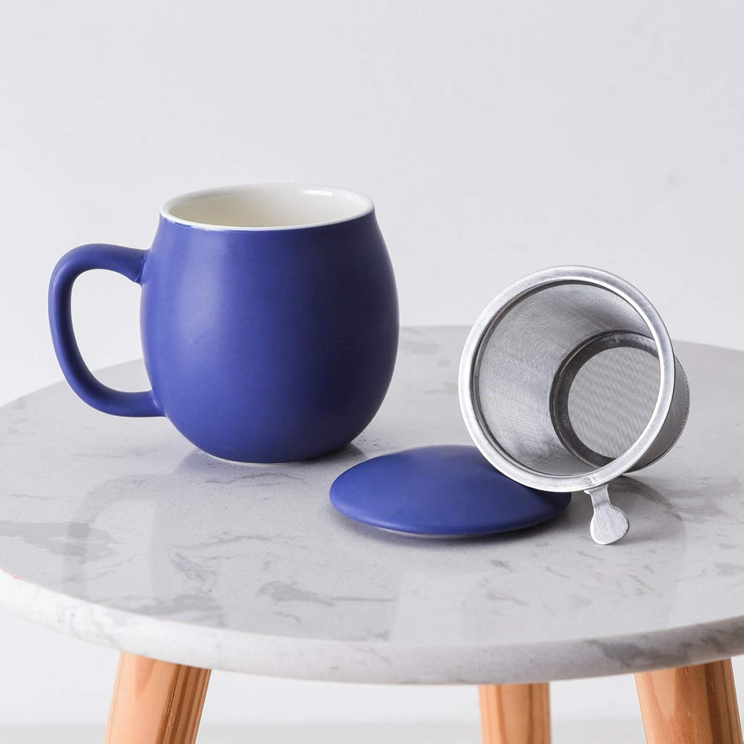 Ceramic Teacup with Infuser and Lid, Mug with Lid for Steeping (MOQ 10 Sets)