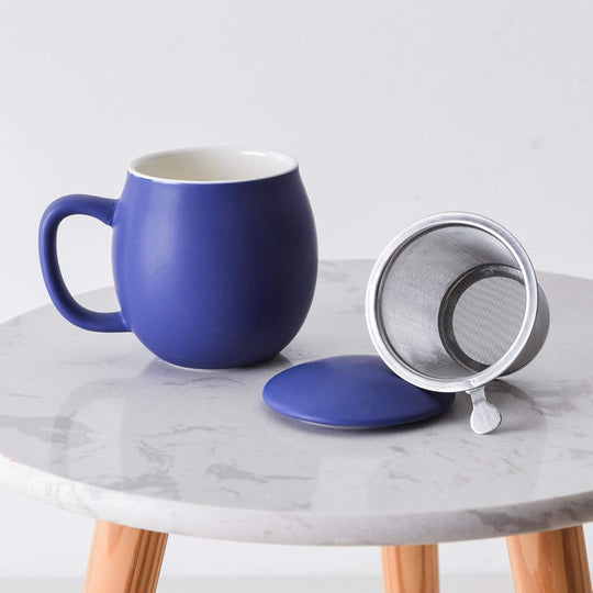 Ceramic Teacup with Infuser and Lid, Mug with Lid for Steeping (MOQ 10 Sets)