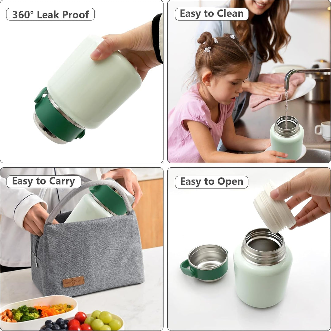 Vacuum Insulated Food Jar with Folding Spoon (MOQ 10 Sets)