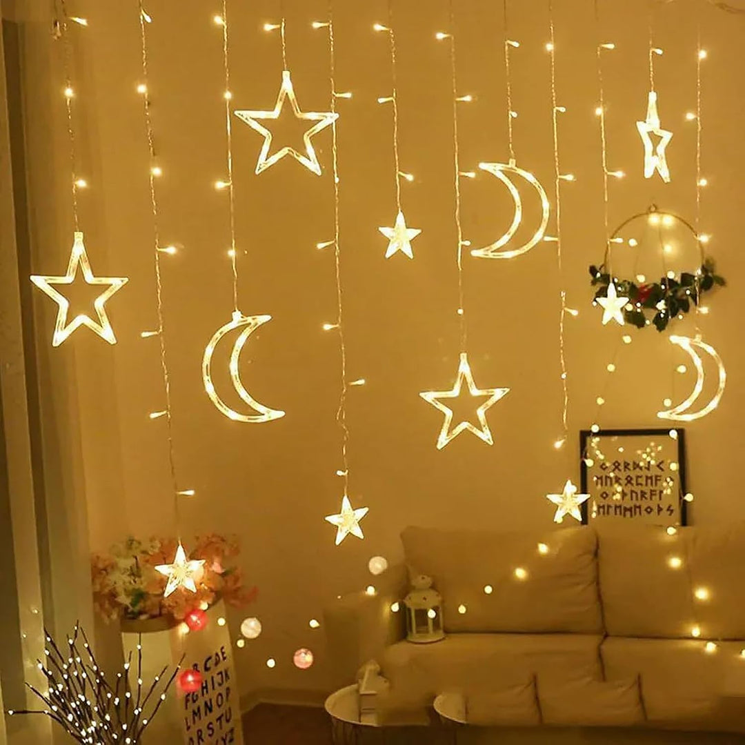 ✨ VIGOR Moon & Star LED Curtain Lights – Enchanting Fairy String Lights