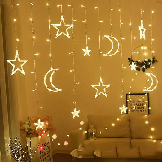 ✨ VIGOR Moon & Star LED Curtain Lights – Enchanting Fairy String Lights