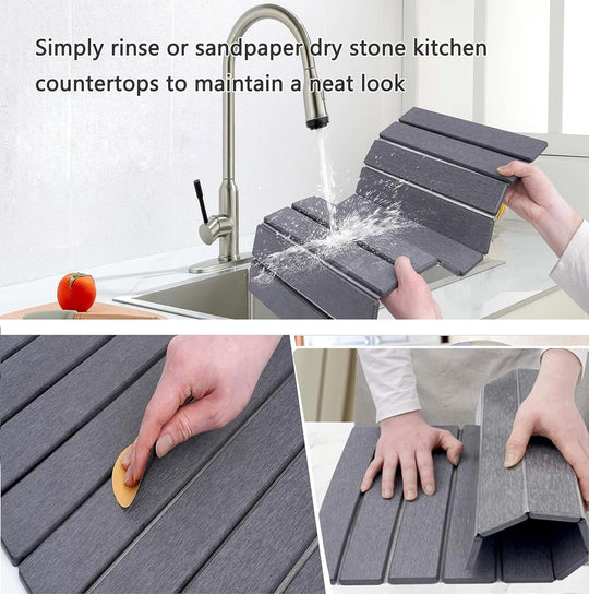 Super Absorbent Diatomite Drying Stone — Fast-Dry Eco Mat for Dishes, Counters & Bathroom Sink
