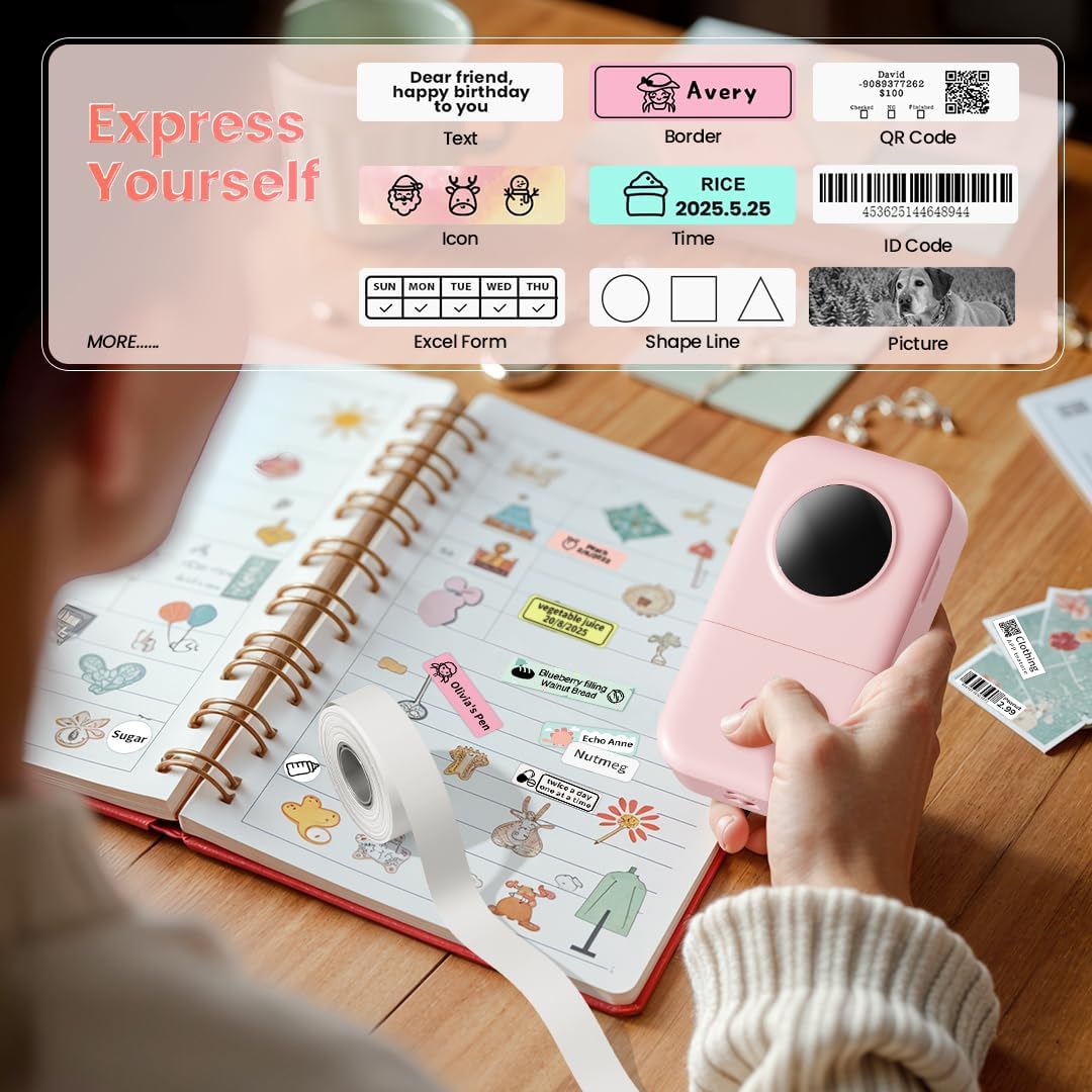 Phomemo D30 Bluetooth Label Maker Machine with Tape – Mini Portable Label Printer for Home, School & Office (MOQ 10 Sets)