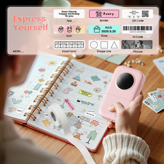 Phomemo D30 Bluetooth Label Maker Machine with Tape – Mini Portable Label Printer for Home, School & Office (MOQ 10 Sets)