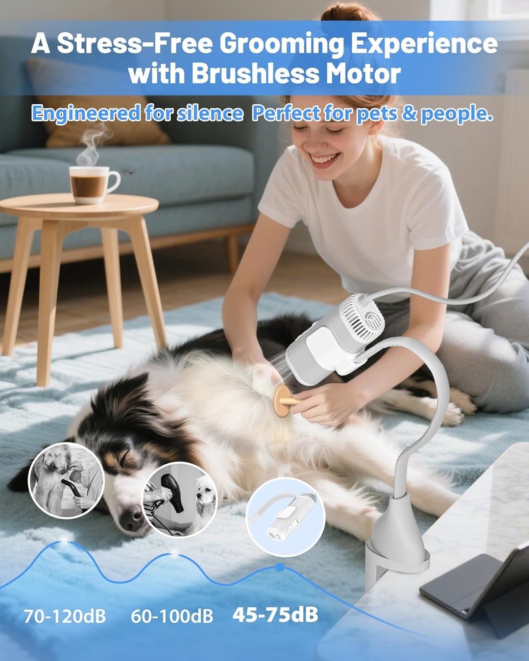 Pet Grooming Dog Hair Dryer Water Blowing Machine Neck Hanging Free Your Hands (MOQ 10 Sets)