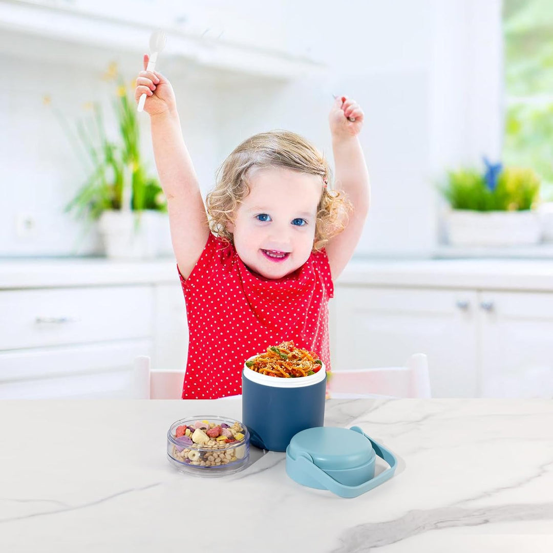 Stainless Steel Yogurt Cup with Handle Lid with Plastic Spoon Take and Go Yogurt Cup with Topping Cereal Cup (MOQ 10 Sets)