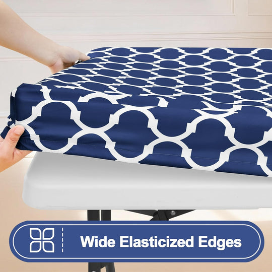 Picnic Table Cover with Bench Covers, Waterproof Elastic Fitted Tablecloth for 6 Foot Tables (MOQ 10 Sets)