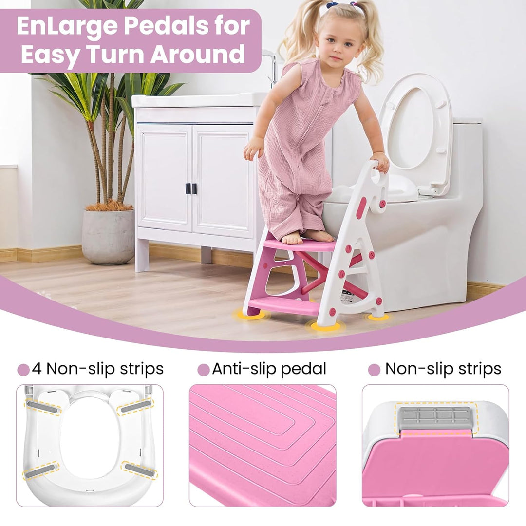 Potty Training Seat Toddler Step Stool Ultimate Stability Toilet Seat Adjustable Step Height Potty Seats (MOQ 10 Sets)