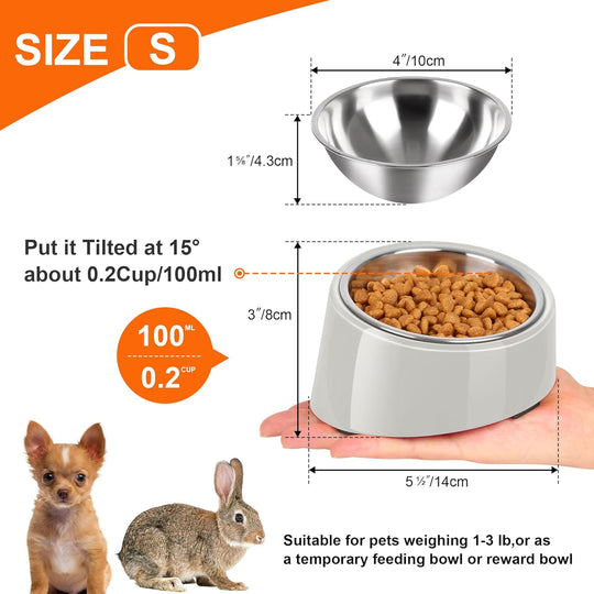 Slanted Bowl for Dogs and Cats Cup (MOQ 10 Sets)