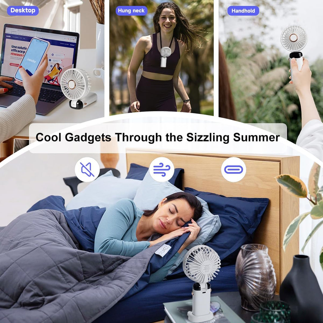 Handheld Fan USB-C Rechargeable Portable Cooling Mini Fan with Wearable (MOQ 10 Pcs)