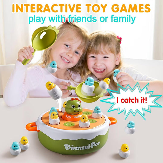 Dinosaur Pop Up Board Games for Kids Magnetic Fishing Turntable Rotating