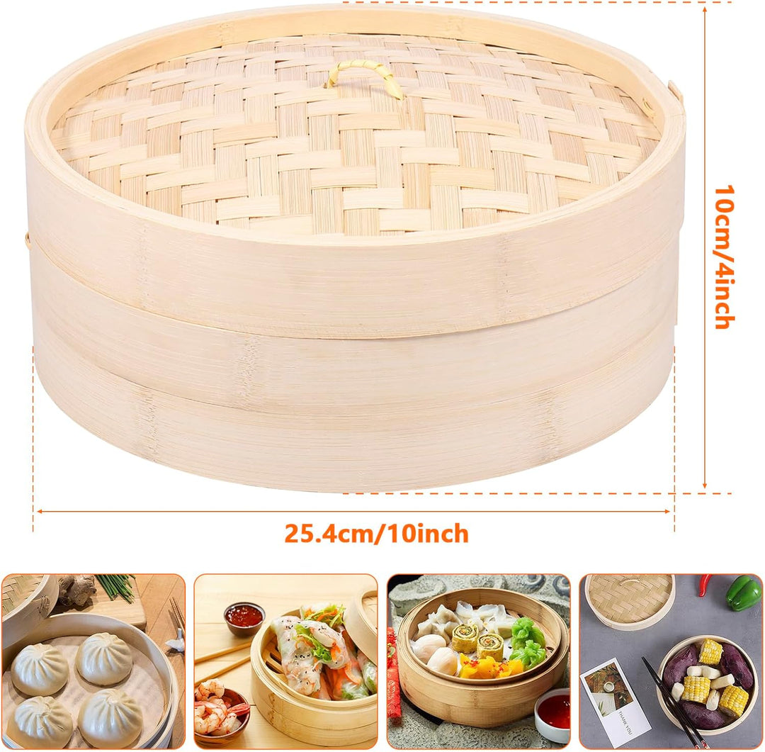 Lightweight Food Steamer Baskets Eco-Friendly Bamboo Steamer for Steaming (MOQ 10 Sets)