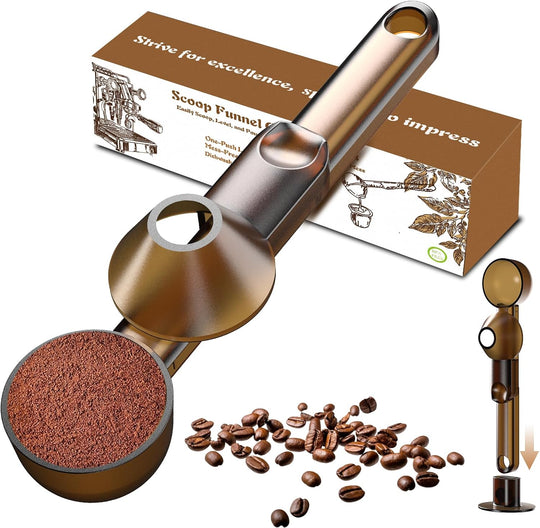 Premium Coffee Scoop Funnel with Dosing Ring