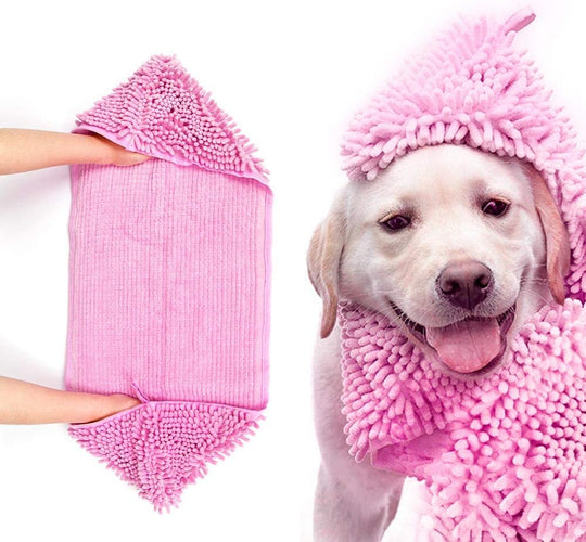 Quick-Drying Chenille Pet Cleaning Towel Eco-Friendly Foldable Dog Bath Glove Absorbent Pet Towel (MOQ 10 Sets)