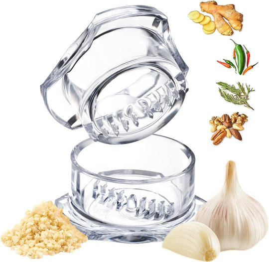 Garlic Press & Ginger Mincer Twist Tool – Handheld Manual Grinder for Garlic, Ginger, Nuts, Herbs & Chili – No-Peel Rotating Crusher, Easy Clean, BPA-Free (MOQ 10 Sets)
