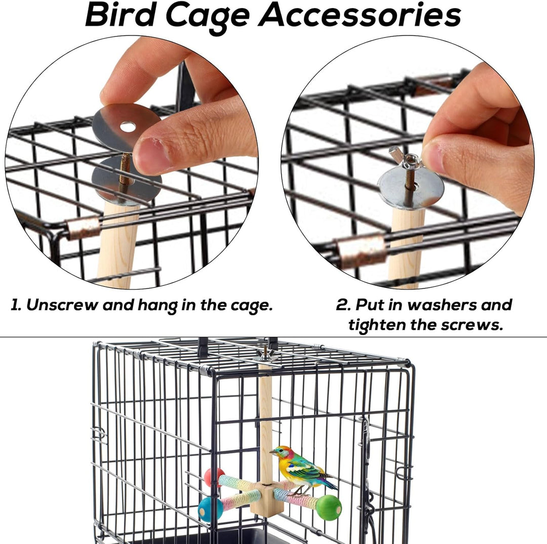 Bird Stand Perch Toy Wooden Rotating Parrot Toys Interactive Hanging Spinning Parakeet Toys (MOQ 10 Sets)