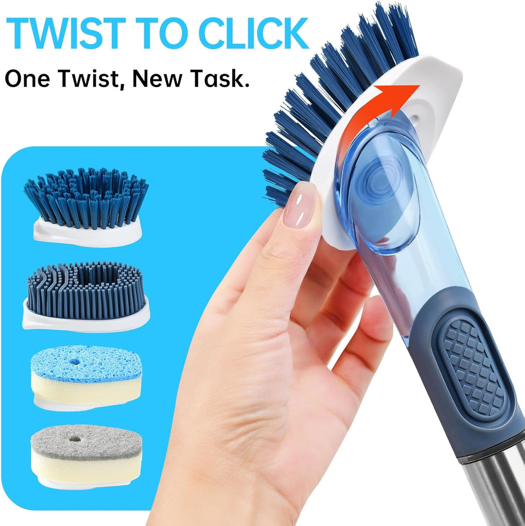 Soap Dispensing Scrub Brush - 4-in-1 Kitchen Cleaning Brush with Built-in Tank