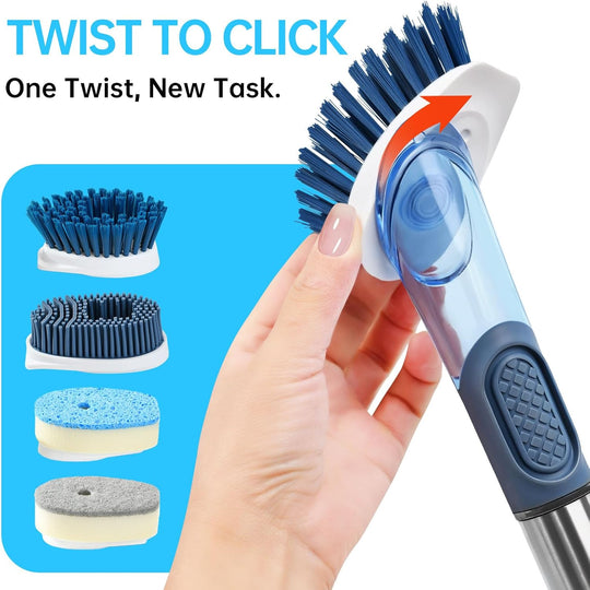 Soap Dispensing Scrub Brush - 4-in-1 Kitchen Cleaning Brush with Built-in Tank