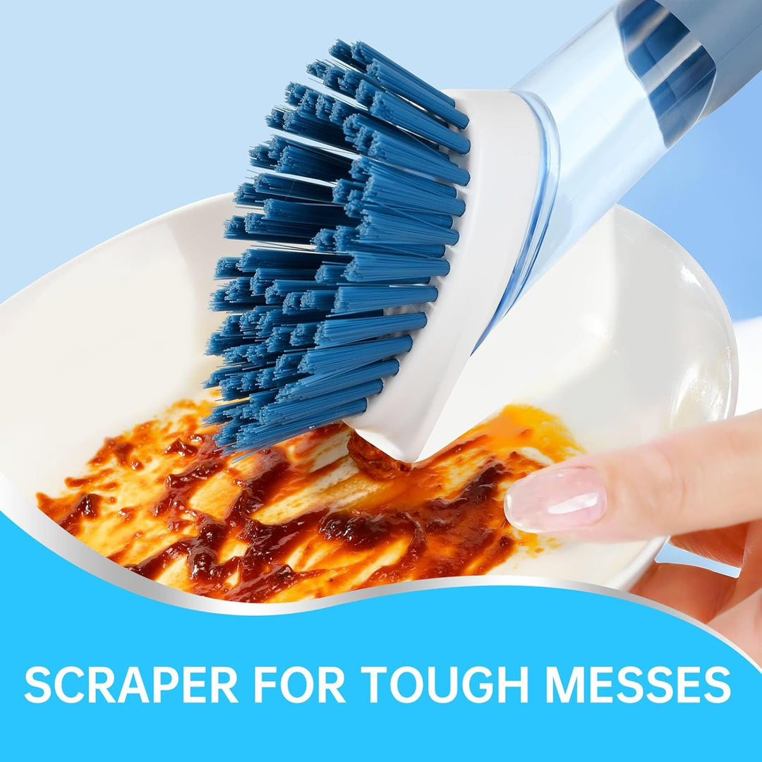 Soap Dispensing Scrub Brush - 4-in-1 Kitchen Cleaning Brush with Built-in Tank