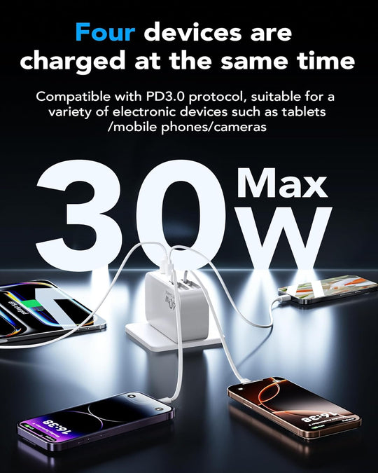 Retractable 40W USB C Fast Charger Wall Plug with Built-in 90cm/35.5in Type C Cable (MOQ 10 Sets)