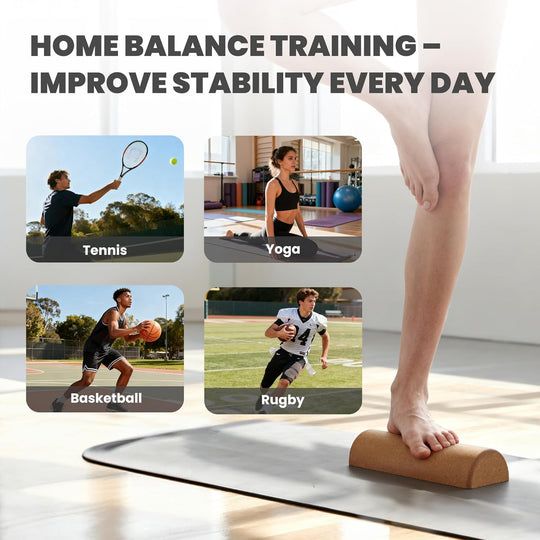 Balance Board for Foot & Ankle Strength – Dual Half-Cylinder Trainer with Roller (MOQ 10 Sets)