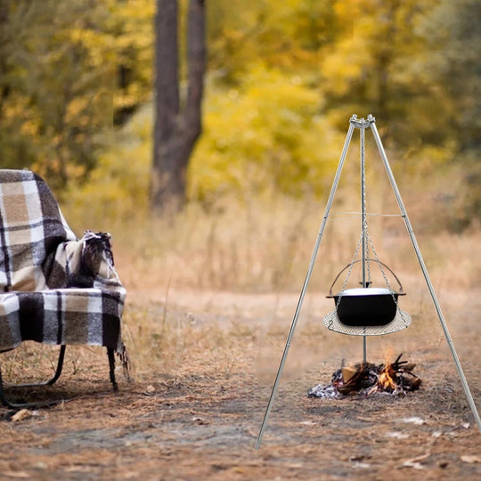Stainless Steel Campfire Tripod Stand – Portable Outdoor Cooking Pot Support for Camping, BBQ & Picnic Grilling