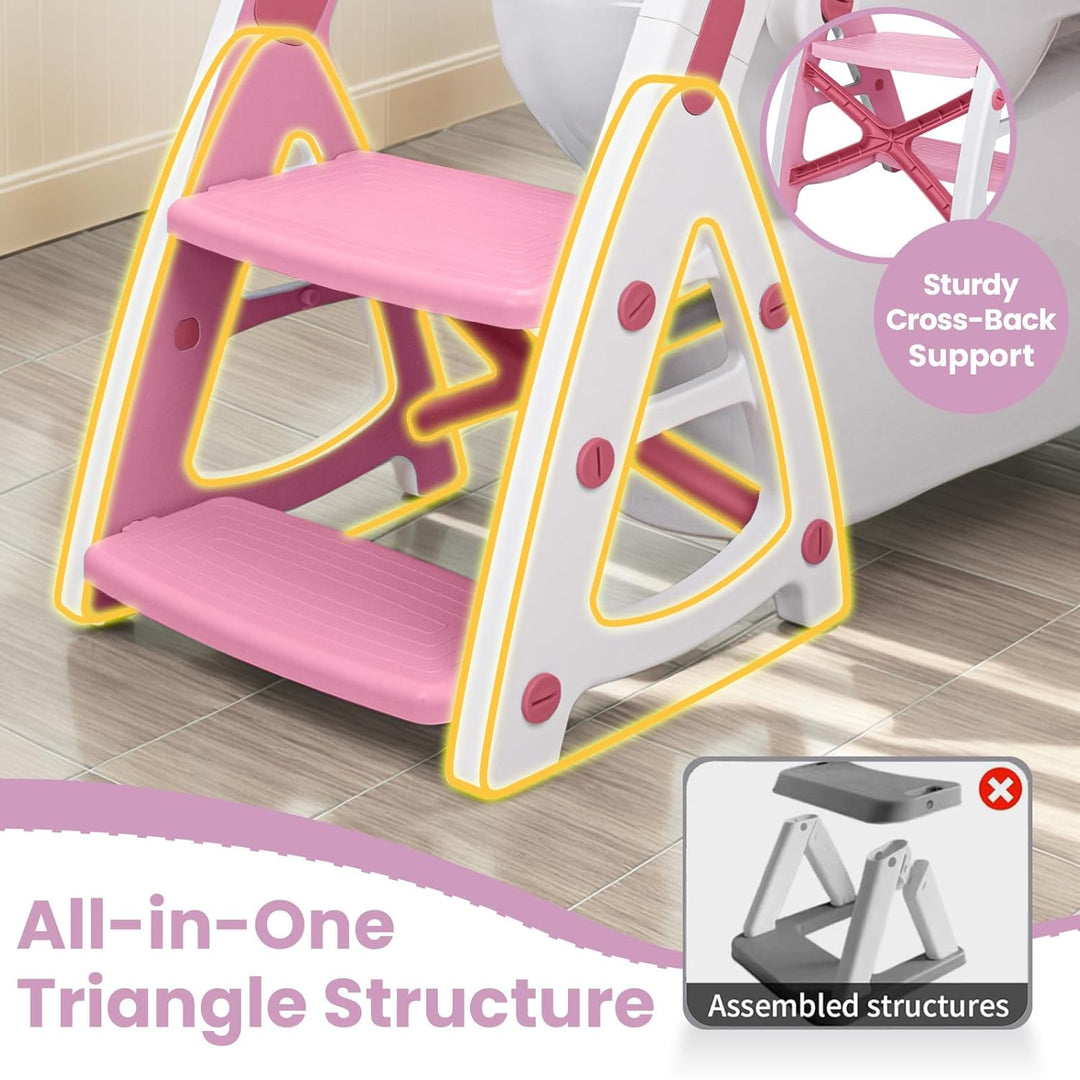 Potty Training Seat Toddler Step Stool Ultimate Stability Toilet Seat Adjustable Step Height Potty Seats (MOQ 10 Sets)