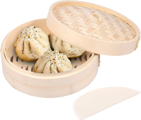 Lightweight Food Steamer Baskets Eco-Friendly Bamboo Steamer for Steaming (MOQ 10 Sets)