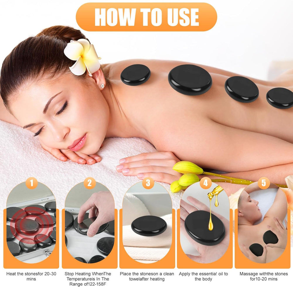 Basalt Hot Rocks Massage 20 pcs Stone, Professional Massage Tools (MOQ 10 Ses)