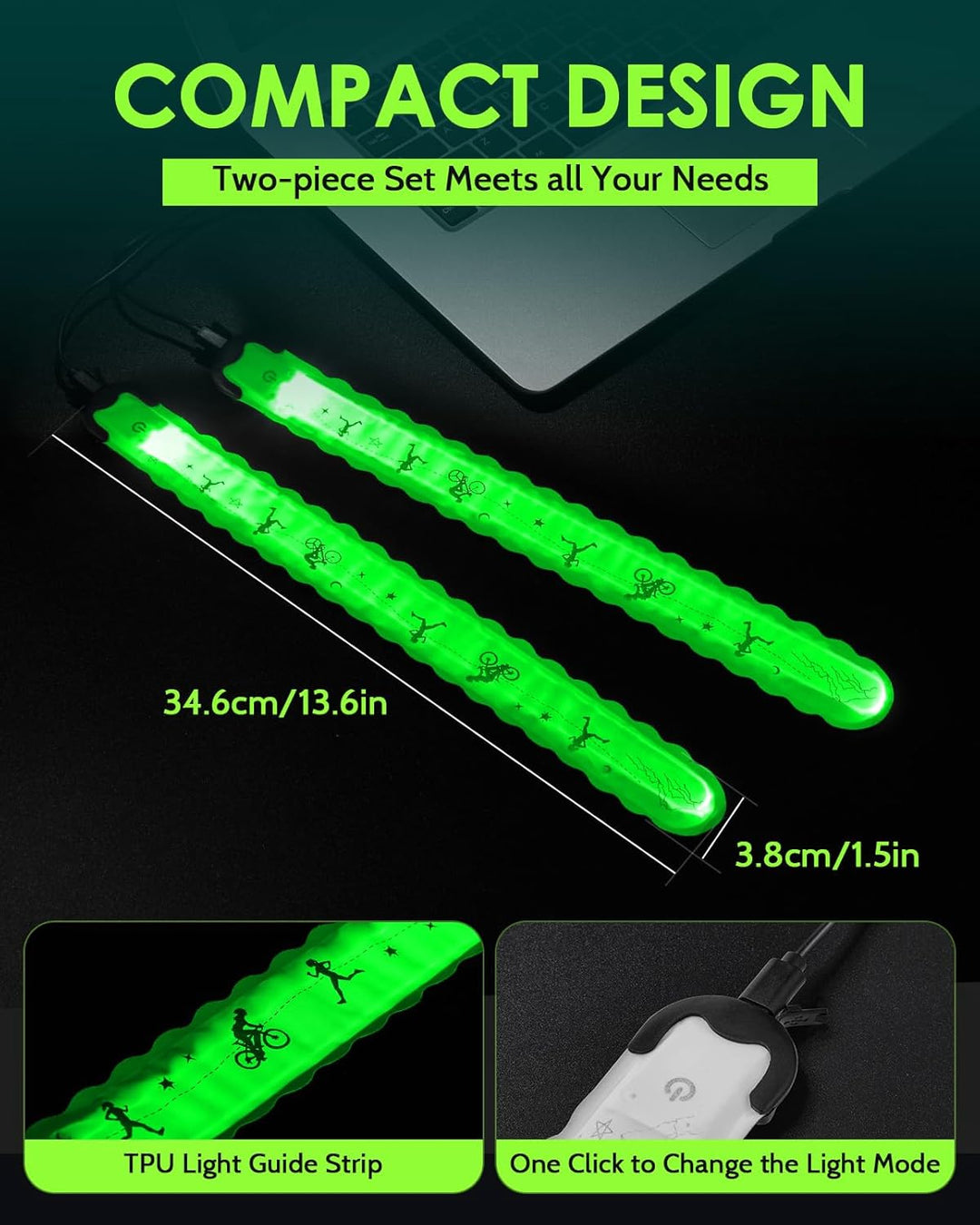 High Visibility Running Gear for Night Safety, 5 Colors & 3 Modes Light Up Wristbands for Night Walking