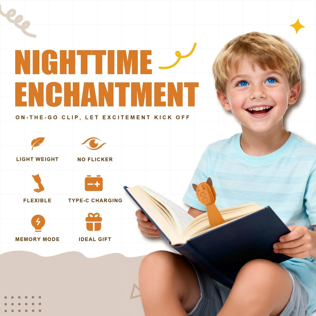 LED Bookmark Reading Light, USB Rechargeable Flexible Animal Night Lamp – Mini Clip Book Light