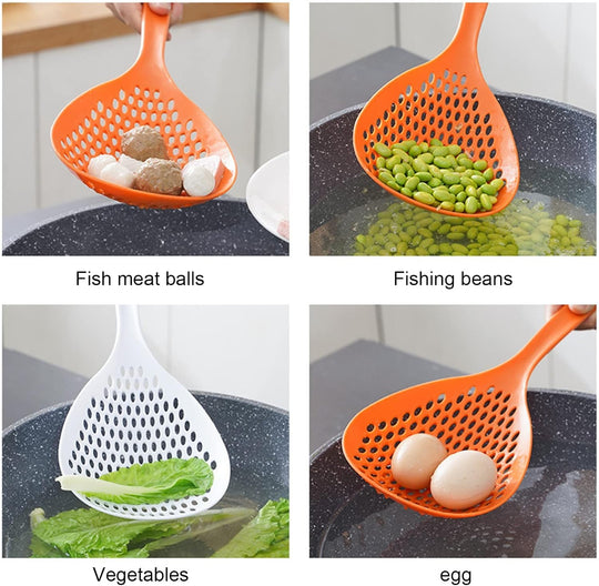 Food Strainer Scoop Colanders Slotted Pasta Spoon