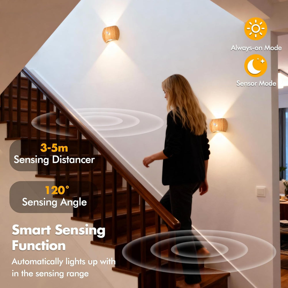 Rechargeable Motion Sensor Wall Light Sconce Indoor - 3 Colors Wireless Up and Down Wall Mount Light (MOQ 10 Pairs)